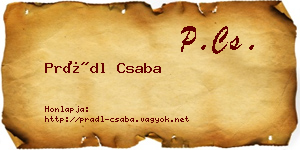 Prádl Csaba névjegykártya